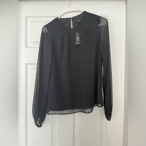 Metallic Dot Gathered Crew Neck Top extra small